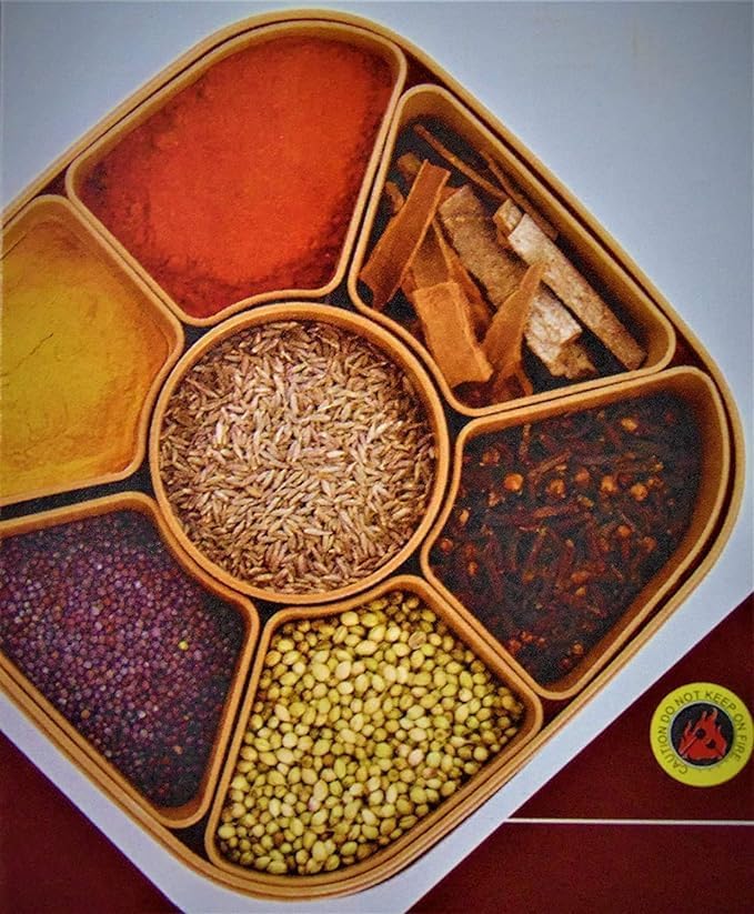 HomeWiz Plastic Square 7 Sections Multipurpose Kitchen Storage Masala Rangoli Dabba Box Set, Spice Box Set - Brown (Masala Box - 7 in 1)