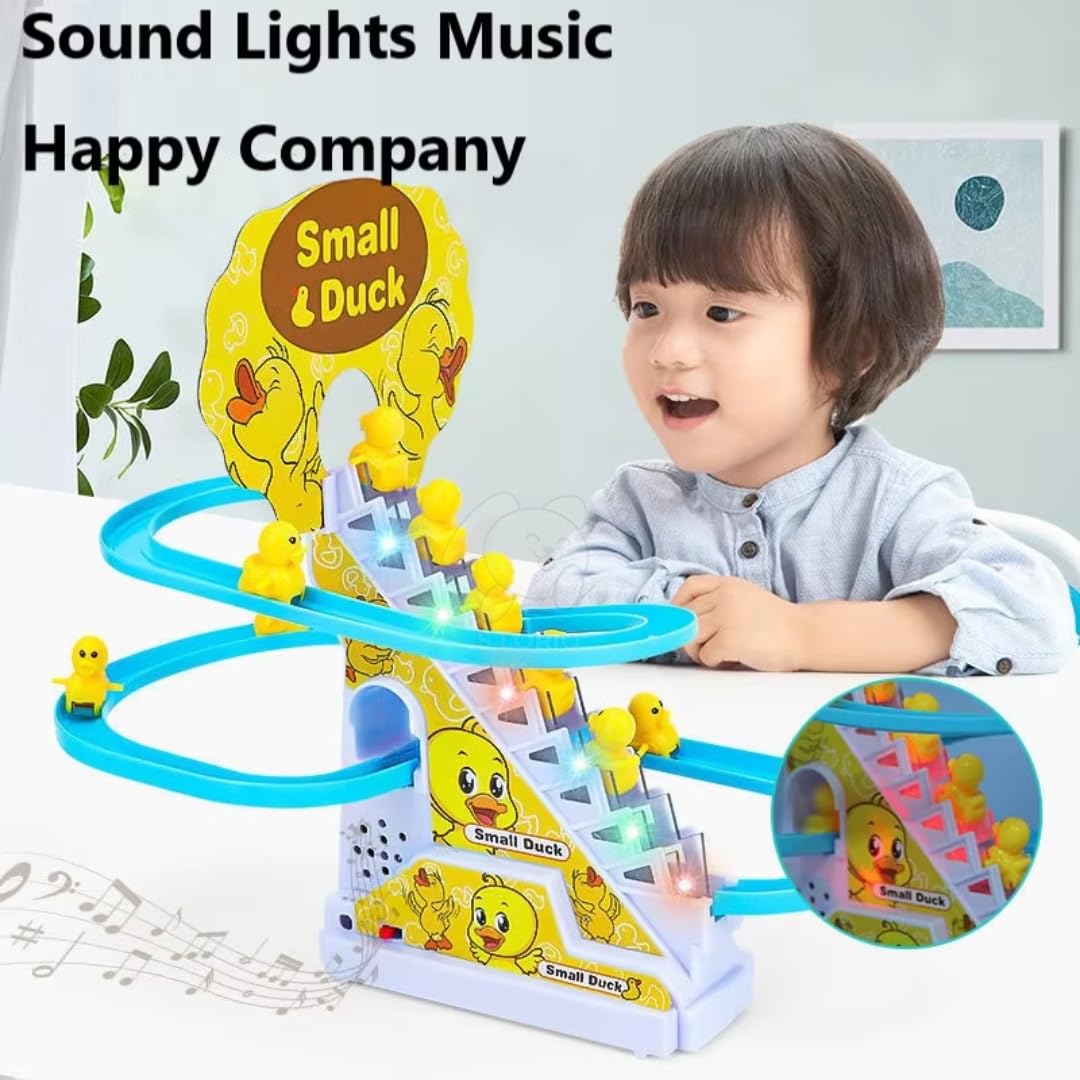 MiniExplorer Penguin Track Toys for Kids - Small Penguins Stair Climbing Toys for Kids, Escalator Toy with Lights and Music - 3 Penguins Included (Penguin Track Slide)