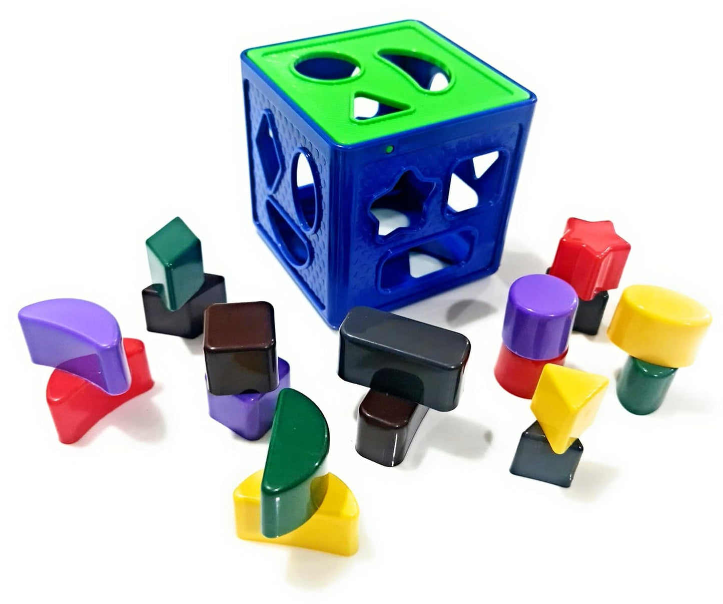 ZUDO TOYS Shape Sorting Cube With 18 Shape And Different Color - Kids Activity Toys - Learning And Educational Toys With Multicolour - (Bis Approved), 19 Pcs