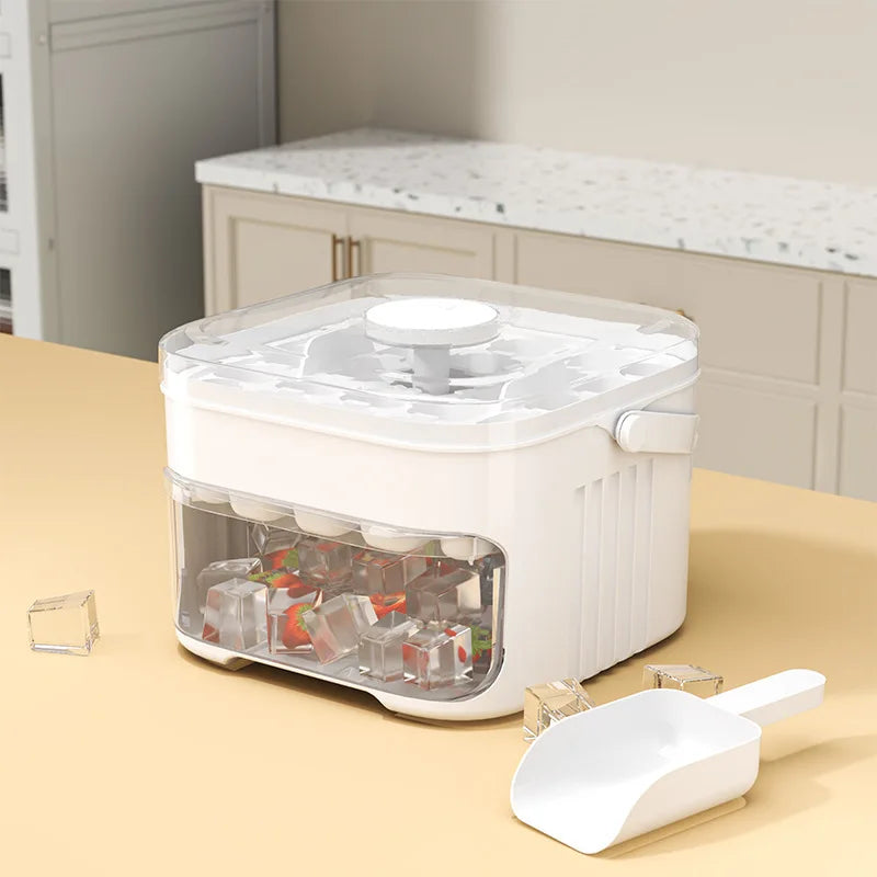 50-Cube Ice Maker with Easy Press Cap with Easy-press Lid Large Capacity Ice Cube Machine Reusable Food-grade Ice Cube Mold